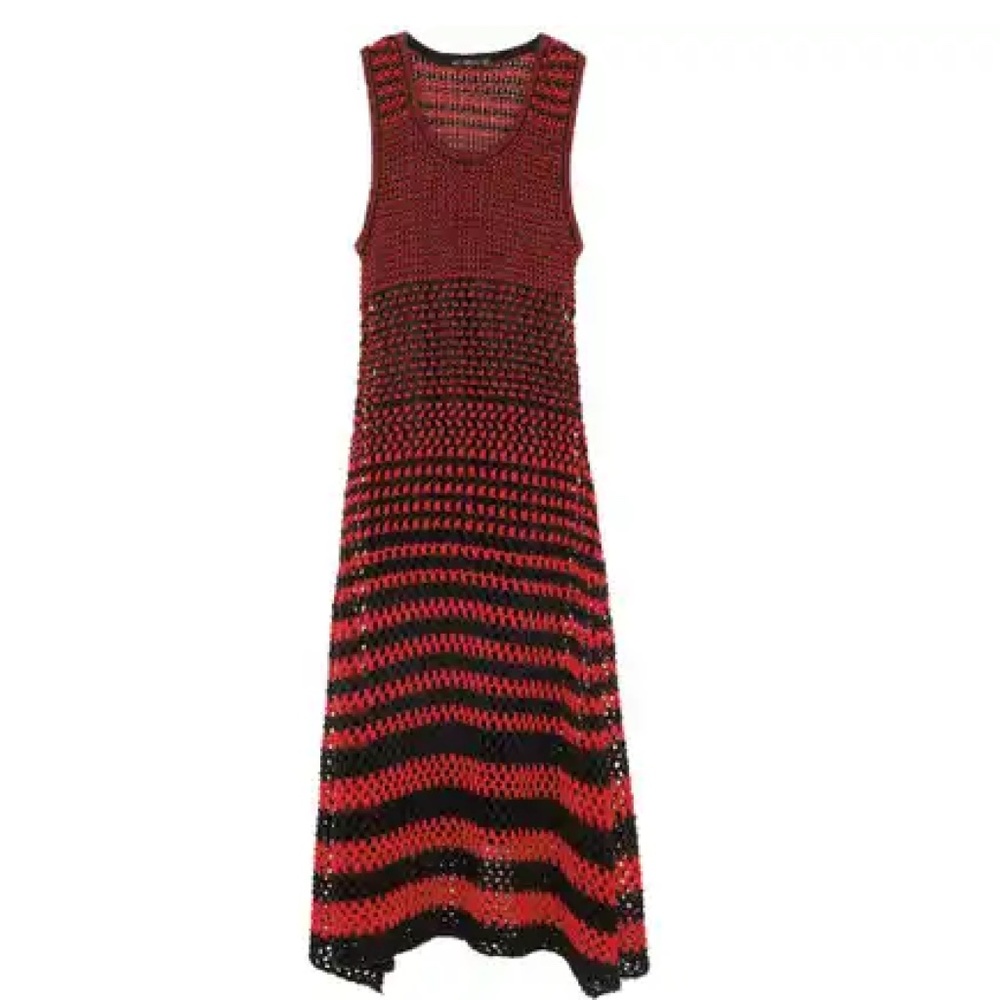 NWT Zara Red & Black Crochet Maxi Dress - Super Rare!!